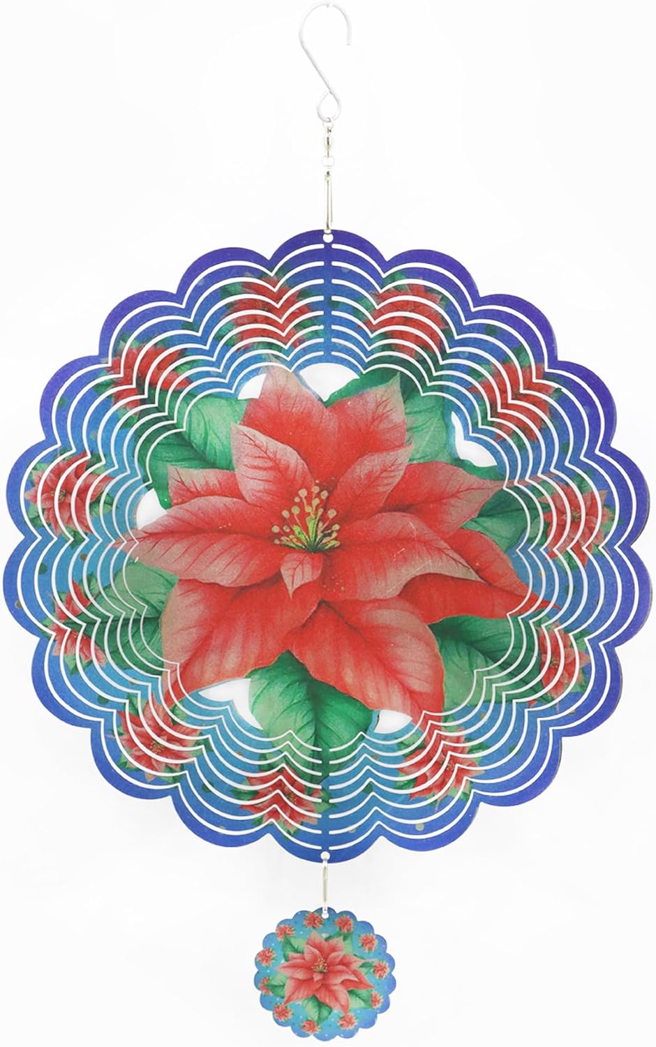 Wind Spinners Outdoor Christmas Poinsettia - Birthday Gifts for Women Mom Grandma, Hanging Wind