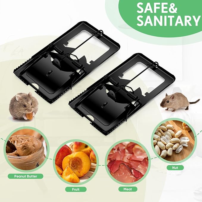 Qualirey 24 Pcs Classic Metal Rat Traps Reusable Mouse Trap Humane Effective Snap Rat Killer That