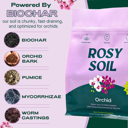 Rosy Soil Orchid Soil Potting Mix - Superior Aeration & Drainage for Orchids - Peat-Free