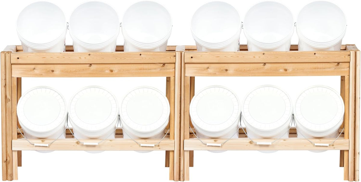 Greenes Fence Twelve Bucket Cedar Storage Shelves, 84 in. x 16 in. x 30 in. - Made in USA with