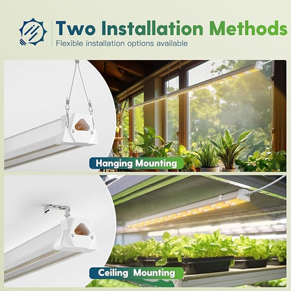 FREELICHT 2 Pack 4FT LED Grow Light with Timer, 40W (250W Equivalent), Full Spectrum Grow Lights