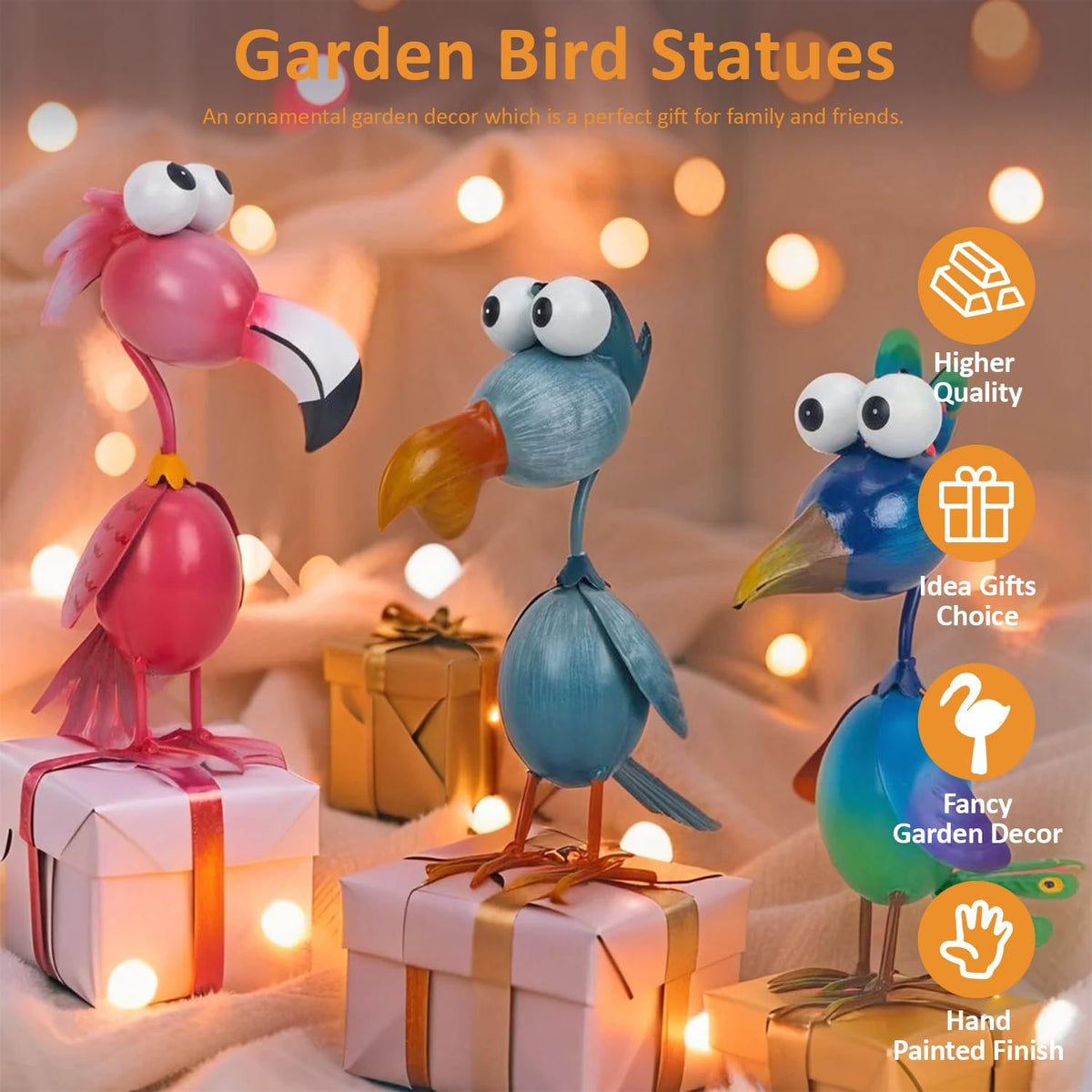 Kircust Outdoor Metal Bird Yard, Garden Decor for Outside Flamingo/Peacock/Pelican Decorations Art