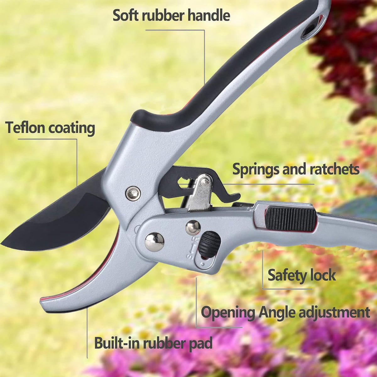 Garden clippers, premium Germany pruners, Work 3 times easier, professional ratchet pruning shears