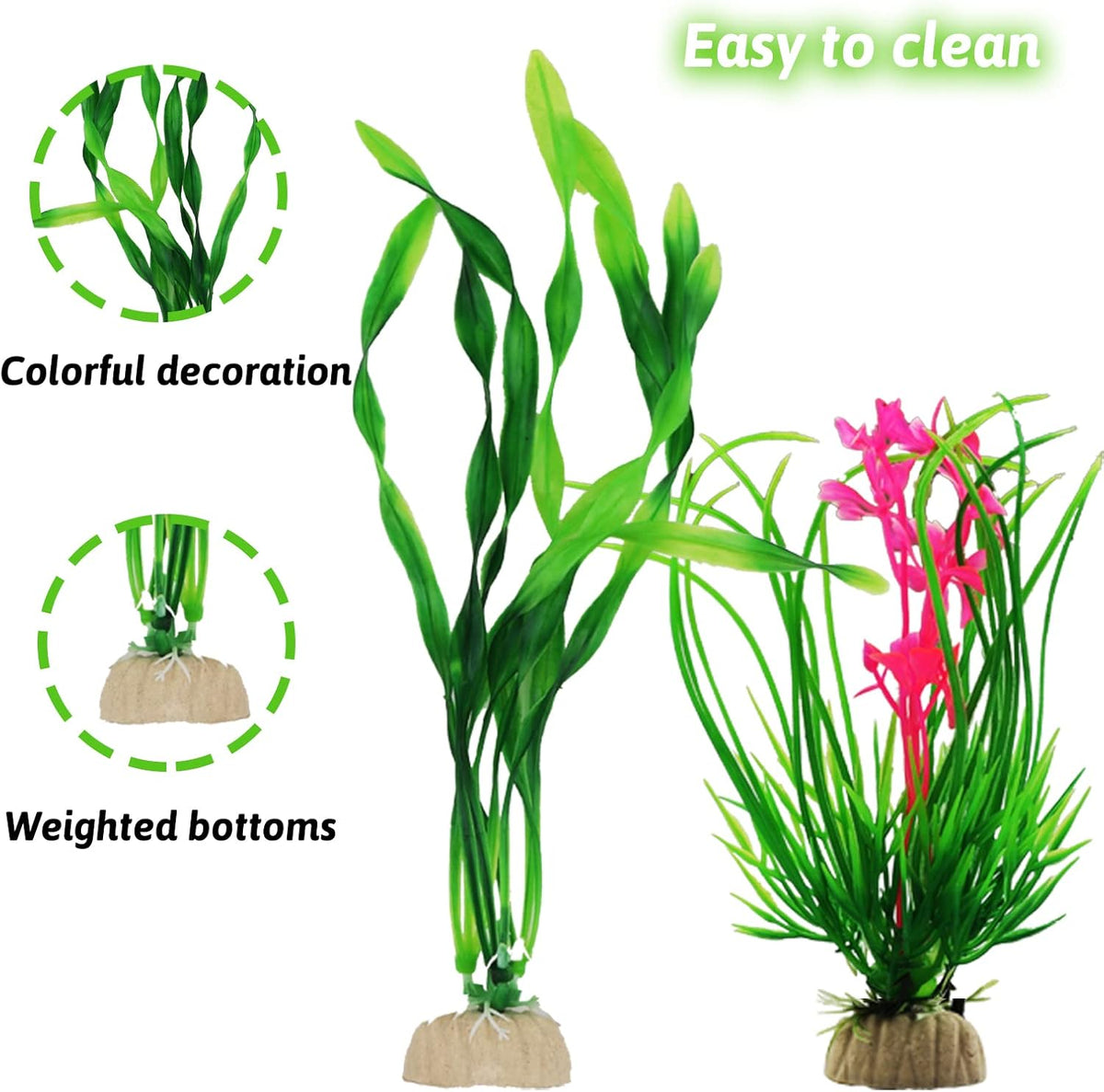 Fish Tank Accessories Aquarium Decorations Rock Plants, 20pcs Green Fish Tank Decorations Plants