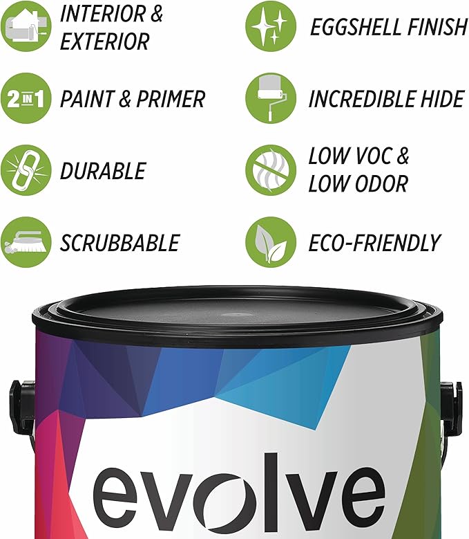 EVOLVE Paint & Primer: Environment-friendly, Low Sheen with One-coat Coverage for Interior &