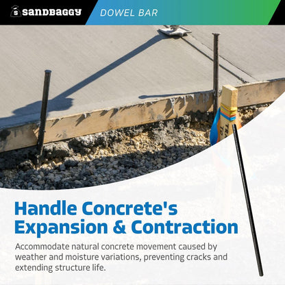 Sandbaggy Smooth Concrete Dowel Bar (3/4" W x 18" L) - Saw Cut Ends - Plain Grade 60 Steel