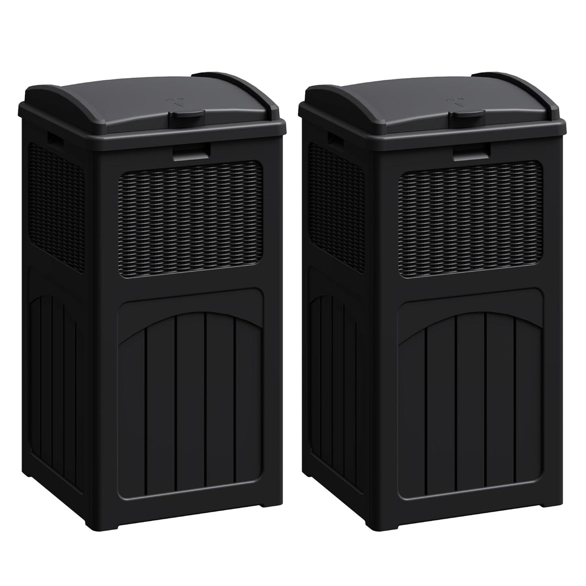 Flamaker 30 Gallon Trash Can, Resin Outdoor Garbage Can with Lid, Waterproof Hideaway Patio Waste