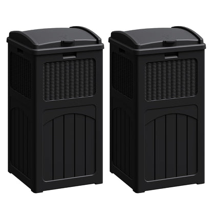 Flamaker 30 Gallon Trash Can, Resin Outdoor Garbage Can with Lid, Waterproof Hideaway Patio Waste