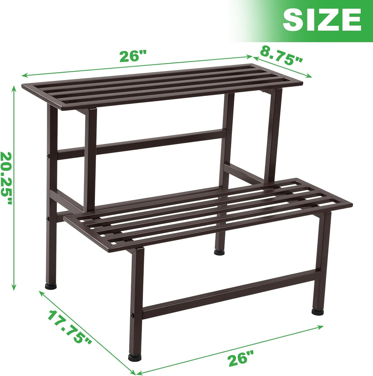 Metal Plant Stand Outdoor Plant Shelf Indoor,2 Tier Heavy Duty Ladder Plant Stands for Multiple