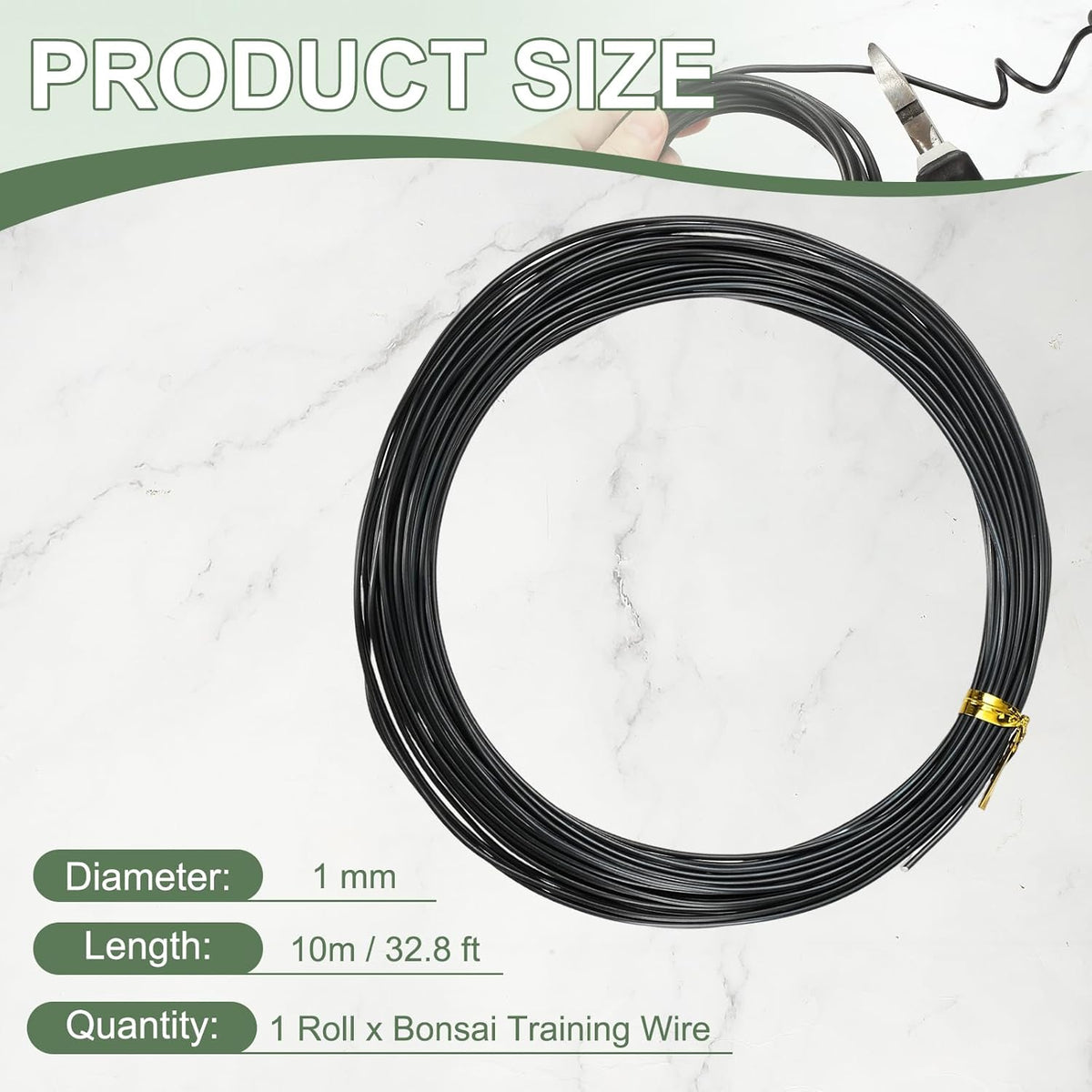Bonsai Training Wire, 1mm x 32.8 ft Anodized Aluminum Floral Plant Training Wire Bendable Metal