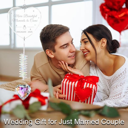 Engagement Gifts for Couples, Crystal Suncatcher for Newly Engaged, Hanging Crystal Gift Ornament