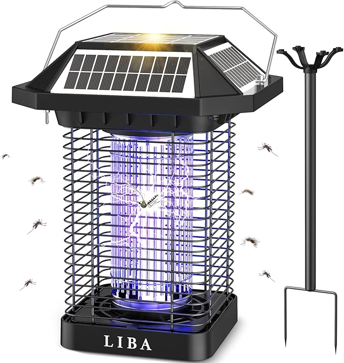 LiBa Solar Bug Zapper Outdoor, 2 in 1 Mosquito Zapper Cordless & Rechargeable, Solar Insect Killer