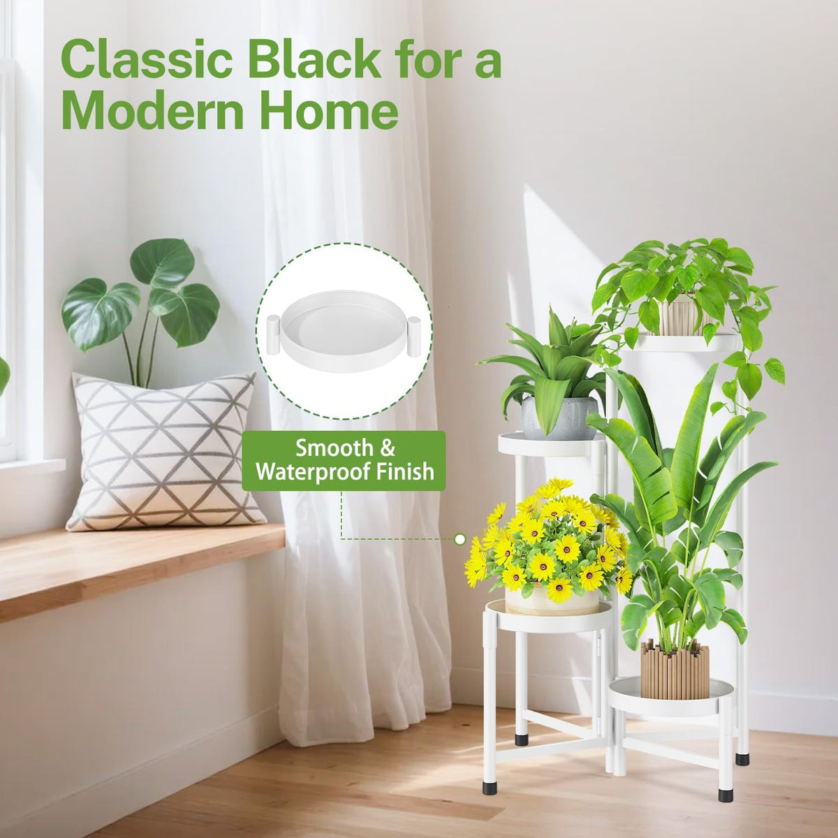 iDavosic.ly Plant Stand Indoor Outdoor, 4 Tier Corner Metal Flower Display Holder Shelf, Folding