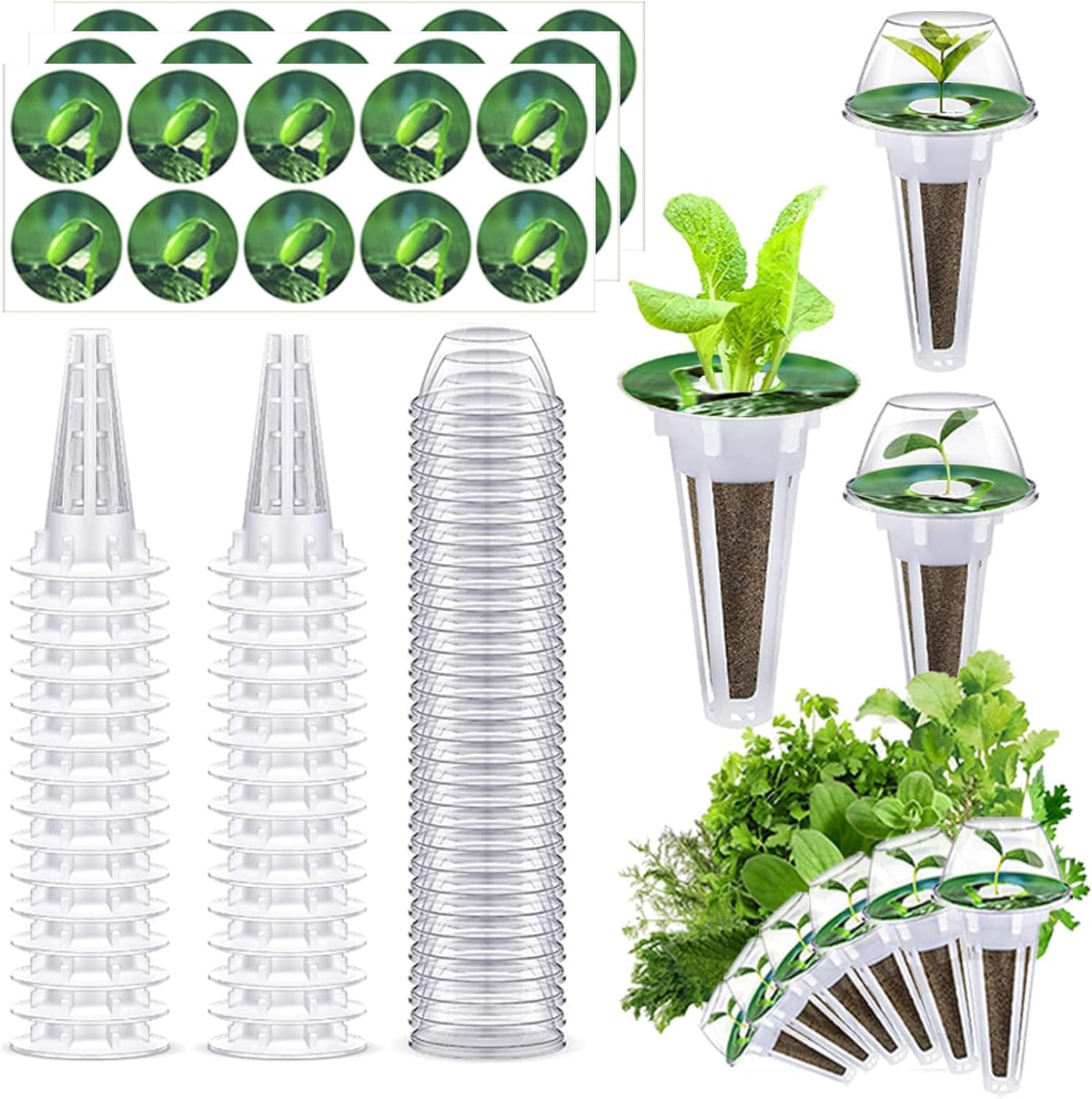 90pcs Hydroponic Seed Pod Kit Include 30pcs Plant Replacement Basket Containers,30 Grow Domes and