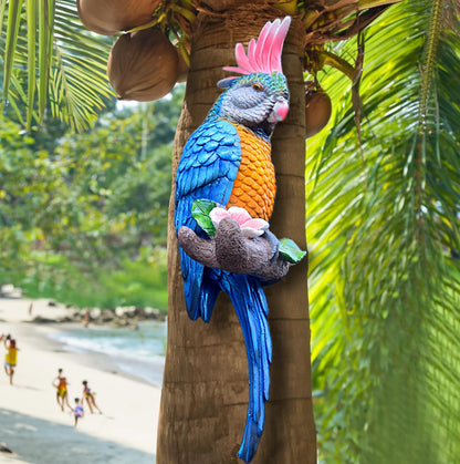 Tropical Hanging Parrot Decor,Real Resin Bird Figurines,Bird Statues,Home Ornament Decor for Tiki