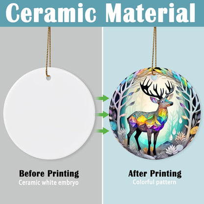 Colorful Ceramic Elk Christmas Ornament, Elk Ornaments for Christmas Tree, Holiday Decorations