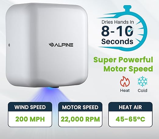 Alpine Automatic Hand Dryers for Bathrooms Commercial High Speed 110-120V Stainless Steel Electric