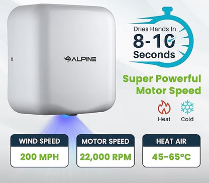 Alpine Automatic Hand Dryers for Bathrooms Commercial High Speed 110-120V Stainless Steel Electric