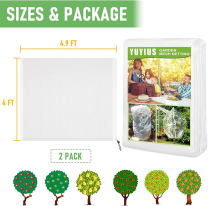 Fruit Tree Netting, Blueberry Bush Netting Cover for Garden Protection, 2Pcs 4x4.9 FT Garden Plant