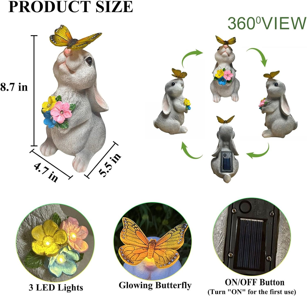 YODY Solar Garden Statues Outdoor Decor- Yard Decorations for Patio, Balcony, Backyard, Lawn