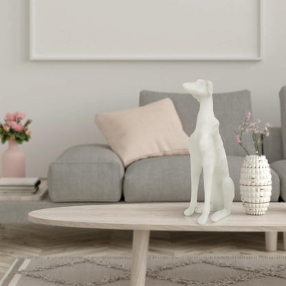 Greyhound Sculpture, White Resin Dog Statue for Home Decor, Coffee Table, Entryway Table