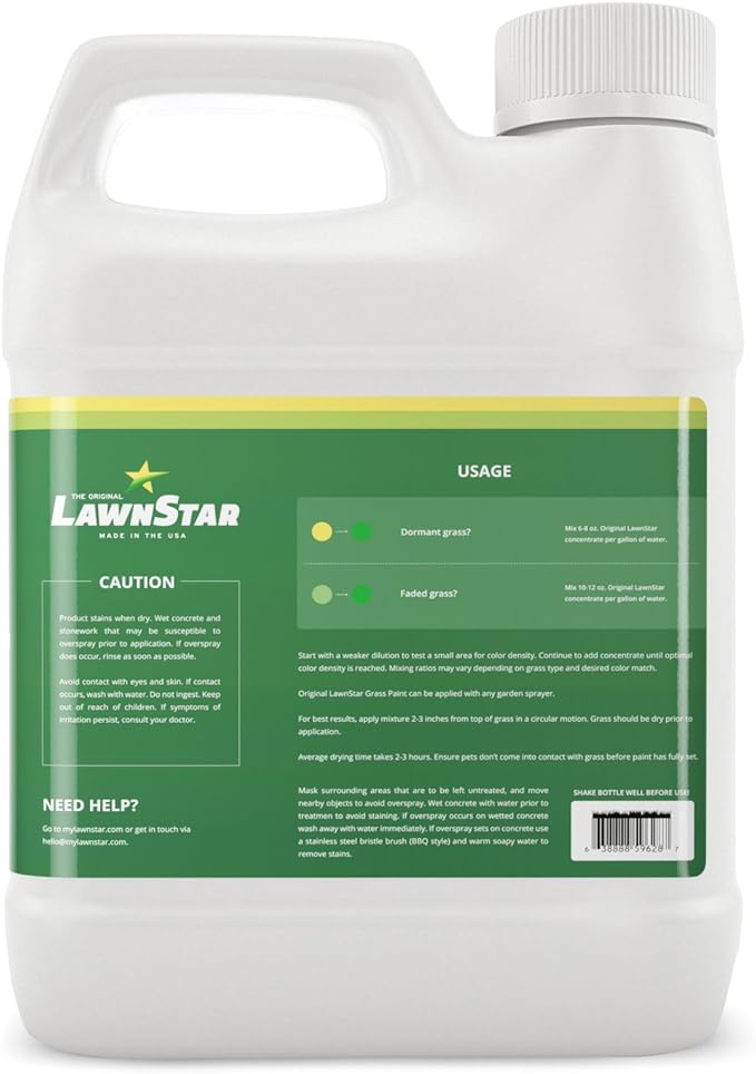 Grass Paint Concentrate (500-1,000 sq ft) - for Dormant, Patchy or Faded Lawn - Lush Green Turf