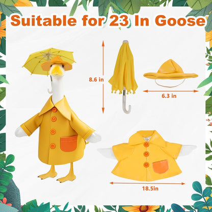 Raincoat Porch Goose Outfit for Large 23" High Cement or Plastic Goose Statue, Spring Yard Goose