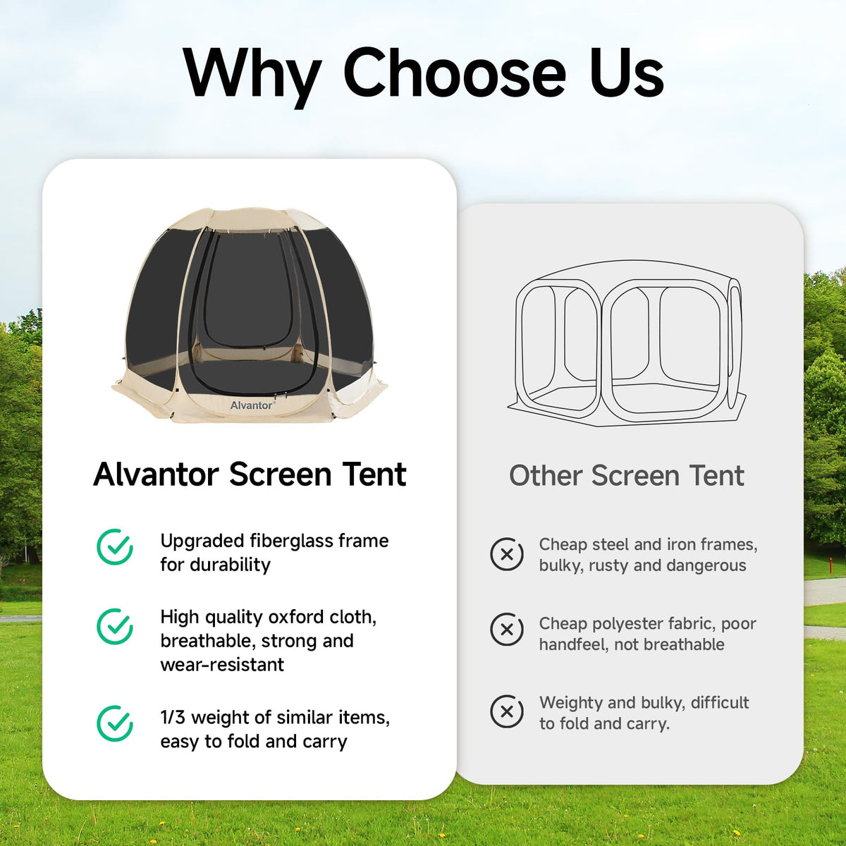Alvantor® Screen House Room Camping Tent Outdoor Canopy Pop Up Sun Shade Hexagon Shelter Mesh Walls