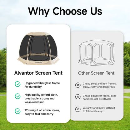 Alvantor® Screen House Room Camping Tent Outdoor Canopy Pop Up Sun Shade Hexagon Shelter Mesh Walls