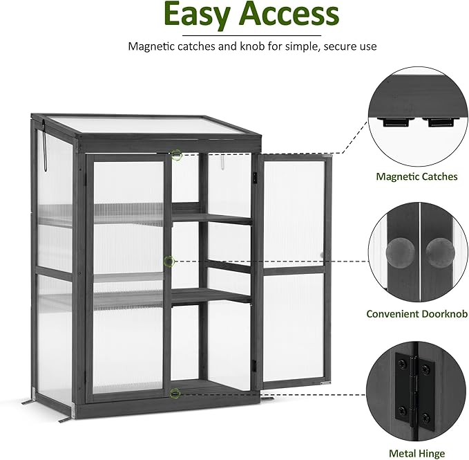 MCombo Wooden Cold Frame Greenhouse, Raised Flower Planter Shelf Protection for Outdoor Indoor Use