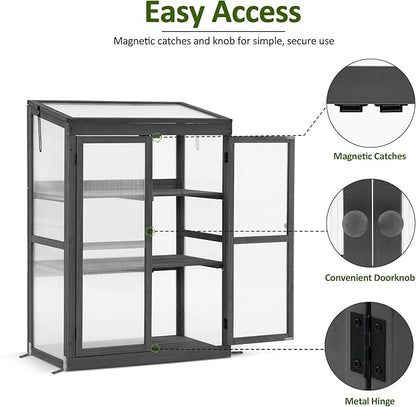 MCombo Wooden Cold Frame Greenhouse, Raised Flower Planter Shelf Protection for Outdoor Indoor Use