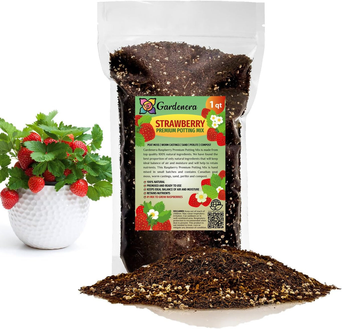 Gardenera Strawberry Premium Potting Soil Mix - Ideal Blend for Growing Robust and Flavorful
