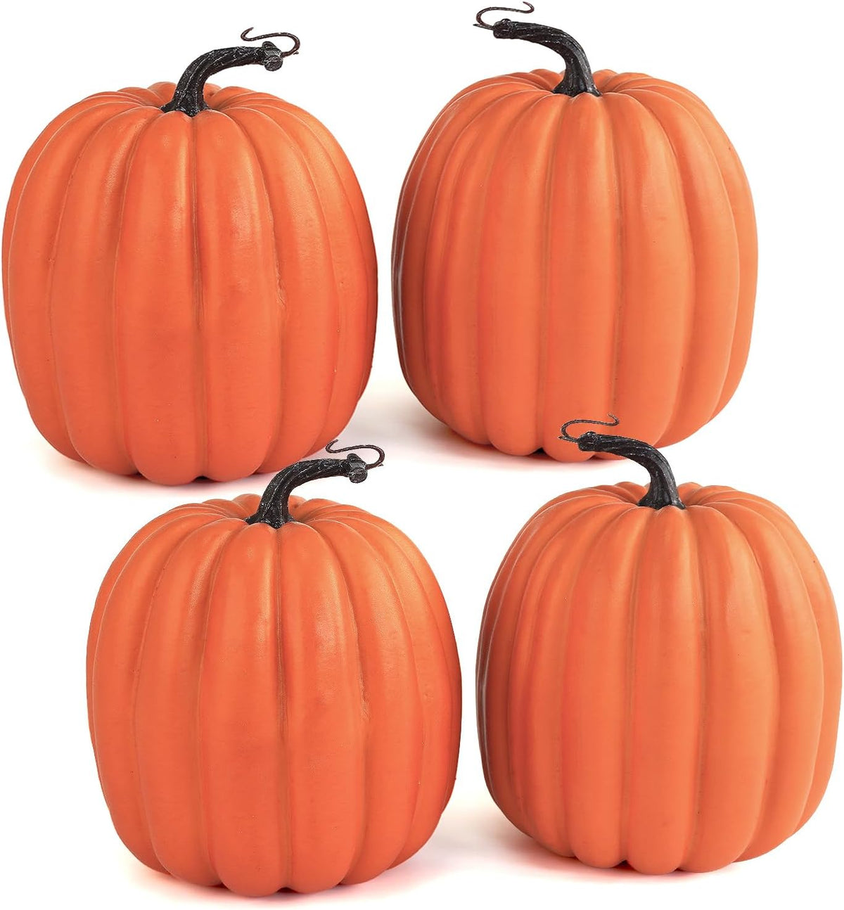 Artmag 6 Inch Large Artificial Pumpkins, 4PCS Big Orange Faux Foam Harvest Pumpkins for Fall Autumn