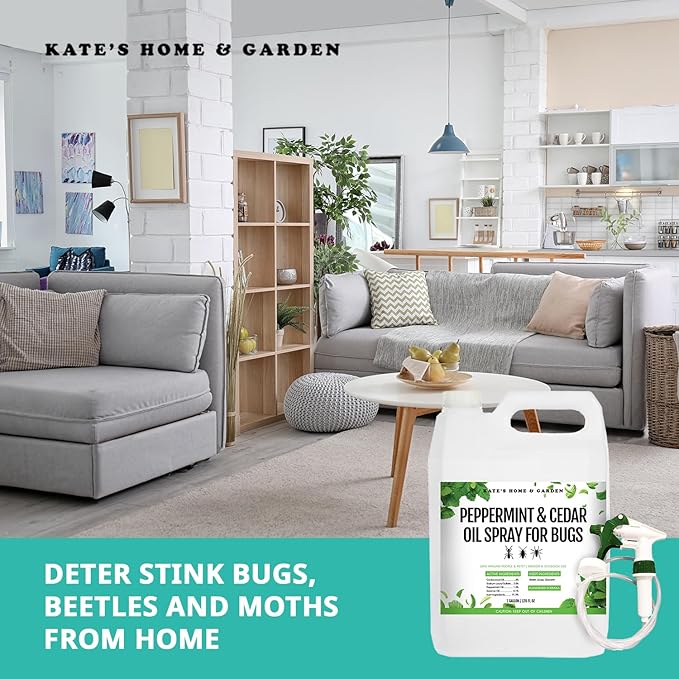 Kate's Home & Garden Peppermint Oil Spray for Bugs, Ants, Insects, Spiders, Stink Bug. Pesticide