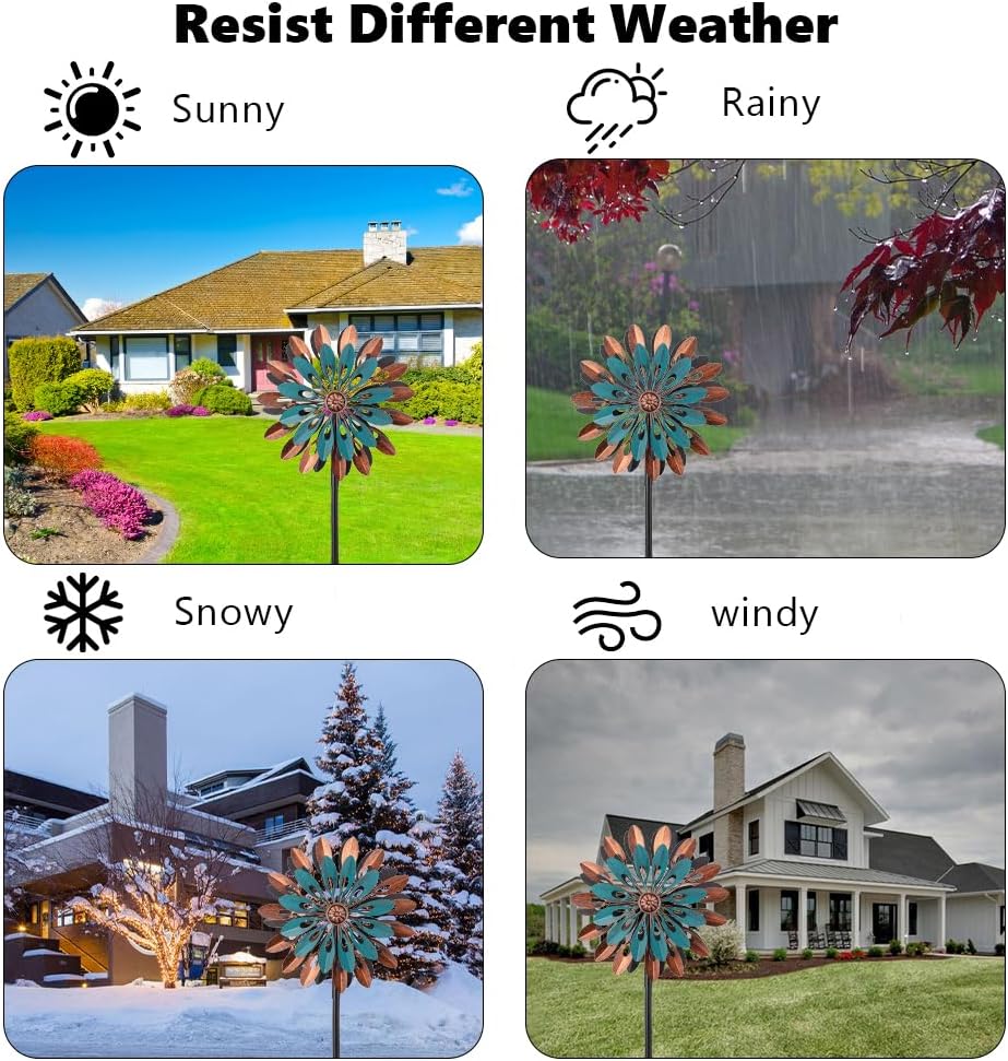 VEWOGARDEN 360° Outdoor Metal Wind Spinners Kinetic Wind Sculptures & Spinners for Yard Garden Lawn