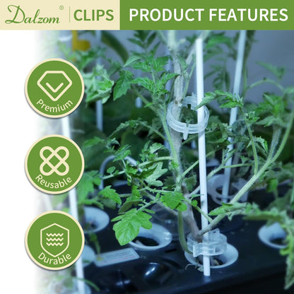 Dalzom® 300Pcs Tomato Clips, Plastic Trellis Clips Plant Support Clips, Plant Clips for Support