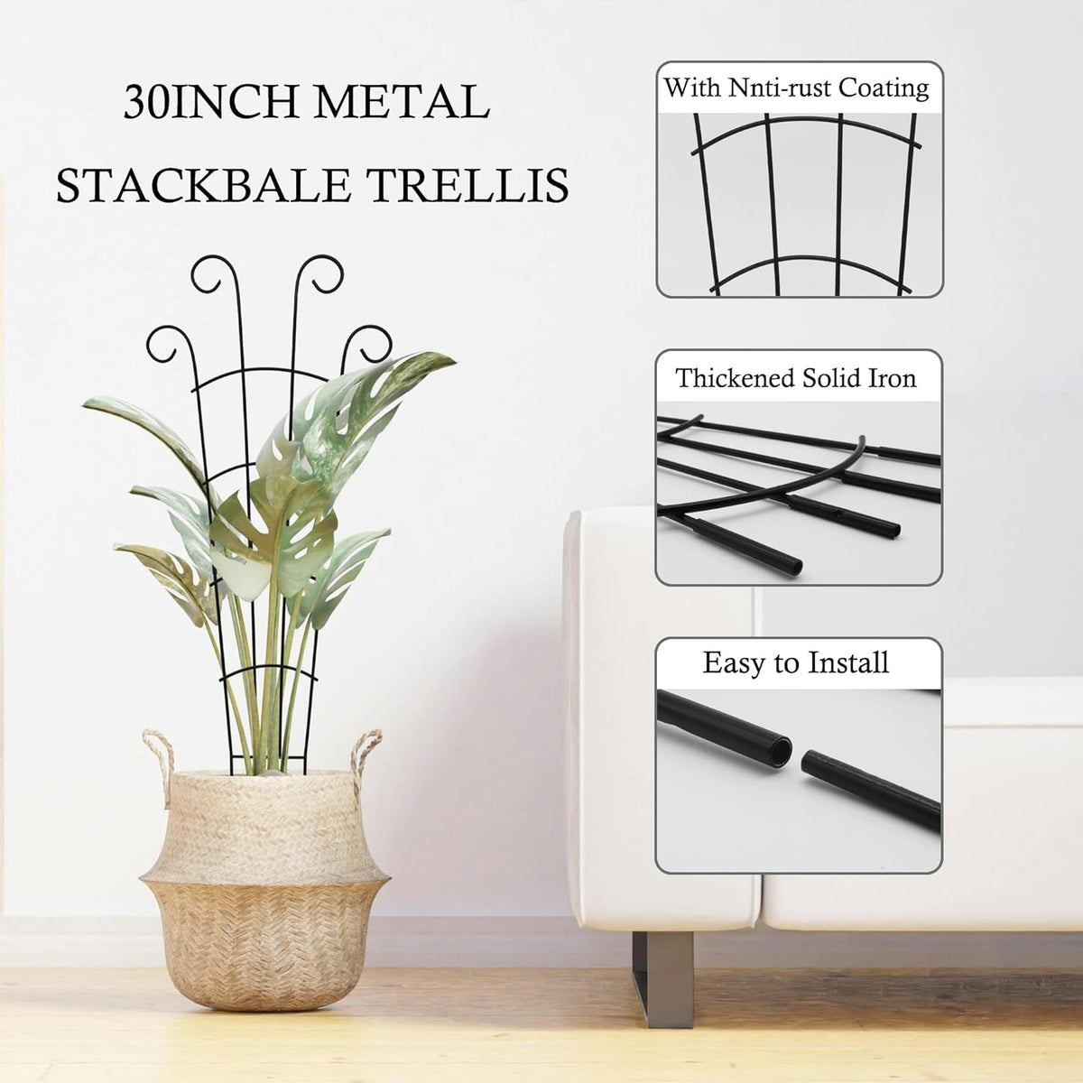 30 Inch Plant Trellis Indoor for Potted Plants 3 Pack Indoor Plant Trellis for Climbing Plants