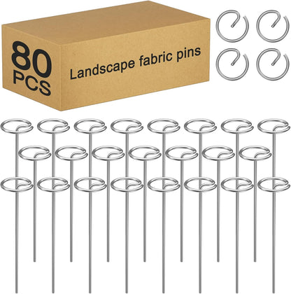 80 Pcs 6-Inch Heavy-Duty Galvanized Landscape Staples – Thickened 8 Gauge Circle Top Pins