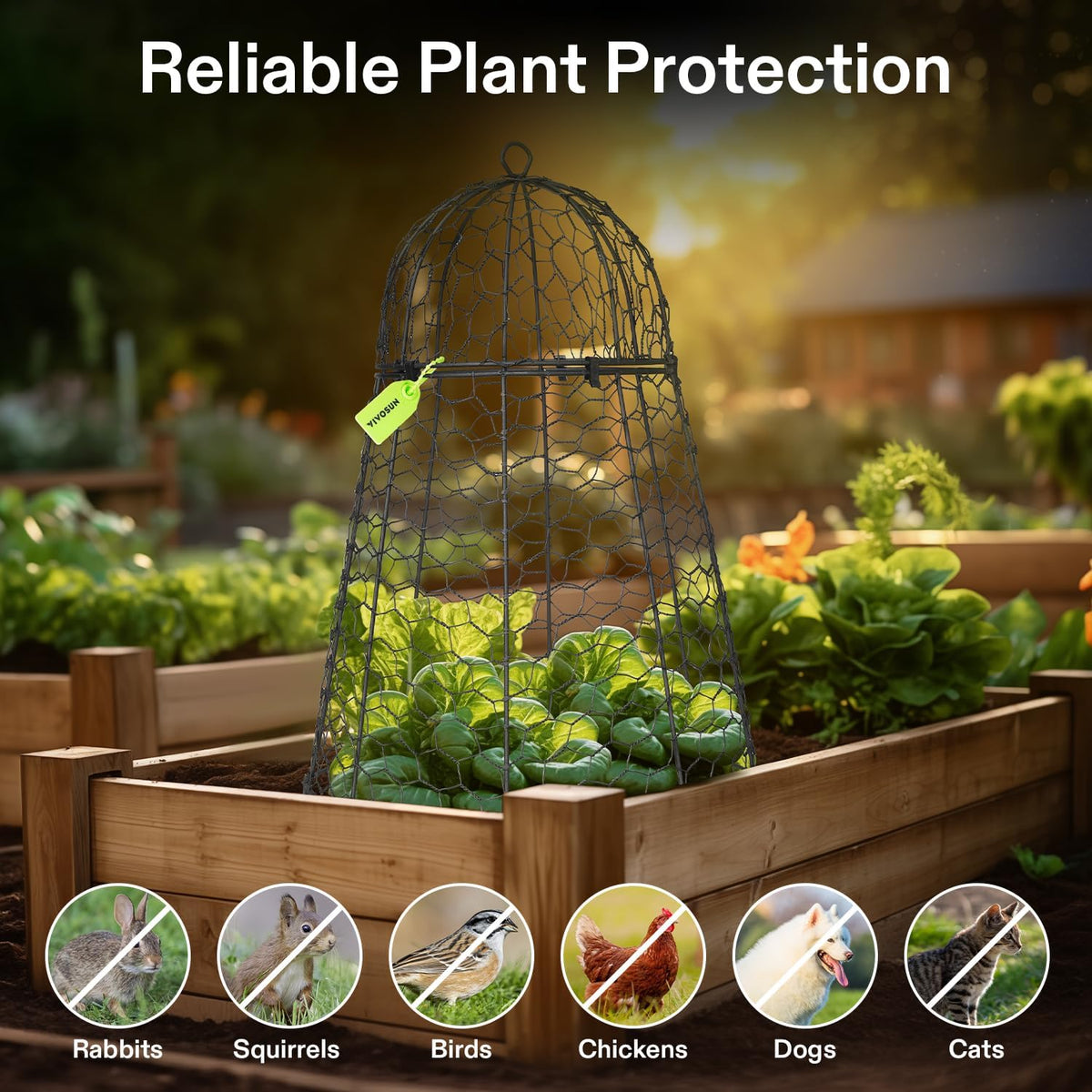 VIVOSUN Garden Cloches for Plants, Rustproof Chicken Wire Cloches with Flip-Top Design & Integrated