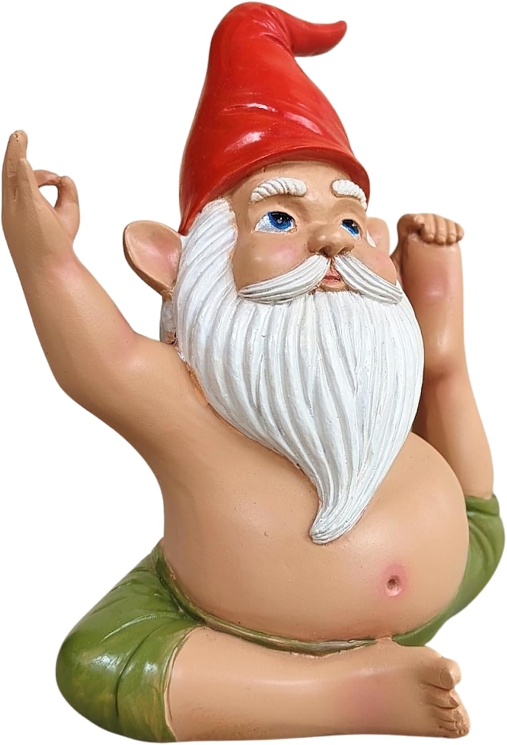 Yoga Gnome Statue, Seated Twist Pose – 6.7'' Resin Zen Garden Decor, Handcrafted Meditating Gnome
