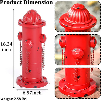Fake Fire Hydrant for Dogs, 16.3" Red Metal Dog Pee Post with Stakes, Puppy Training Tool