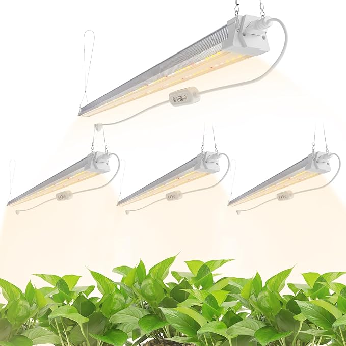 FREELICHT 4 Pack 4FT LED Grow Light with Timer, 40W (250W Equivalent), Full Spectrum Grow Lights