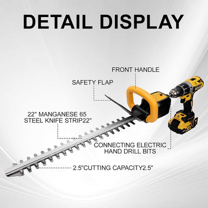 RENYU Portable Hedge Trimmer, 22 Inch Bush Trimmer Drill, 2.5 Inch Cut Capacity for Lawns, Hedges