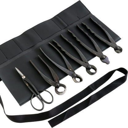 Wazakura Made in Japan 6PCS Bonsai Professional Tool Kit with Roll Bag: Japanese Yasugi Steel