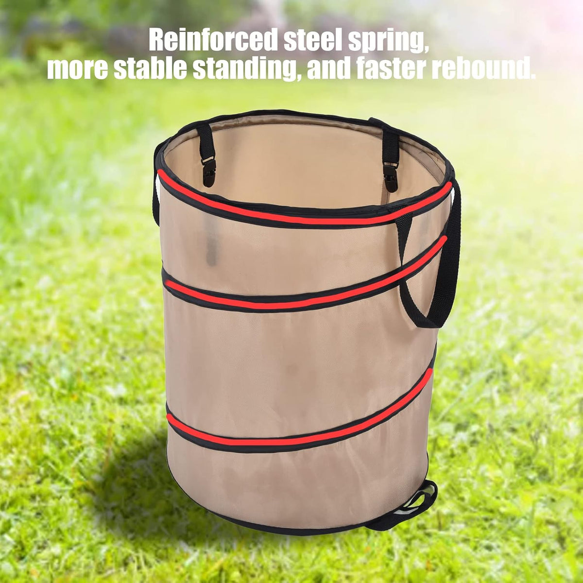 37.8L Collapsible Leaf Trash Can, Heavy Duty Lawn and Leaf Bag with Handle Locking Design Outdoor