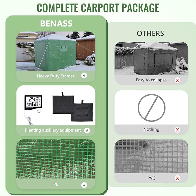 8X6 FT Pop Up Greenhouse,Greenhouse for Outdoors, Portable Walk-in Greenhouses with Roll-Up Zipper