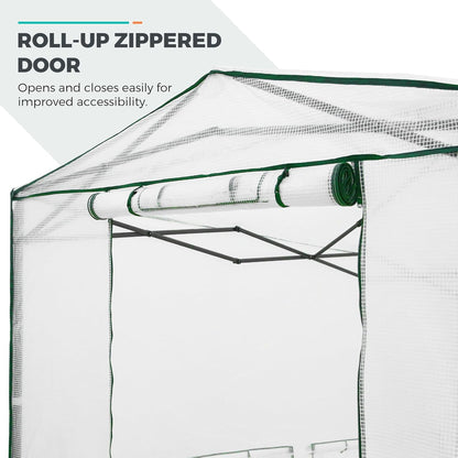 EAGLE PEAK Replacement Cover for 12x8 Portable Walk-in Pop up Greenhouse, Front and Rear Roll-Up