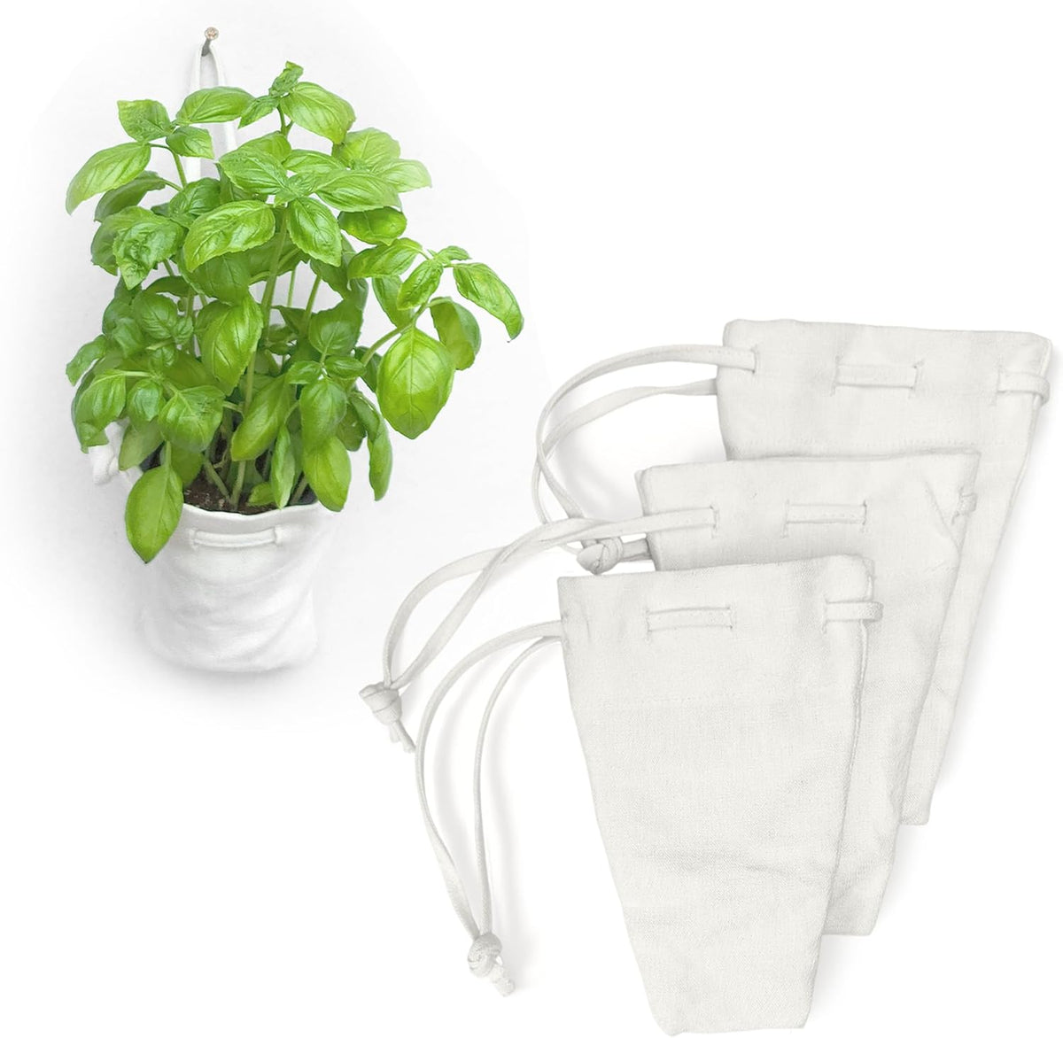 Organic Hemp Hanging Plant Bag – Reusable Natural Fiber Flower Pot Holder for Indoor & Outdoor Use