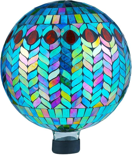 VOREEN Mosaic Glass Gazing Ball Outdoor Gazing Globe, Handmade Reflective Ball Yard Decoration for