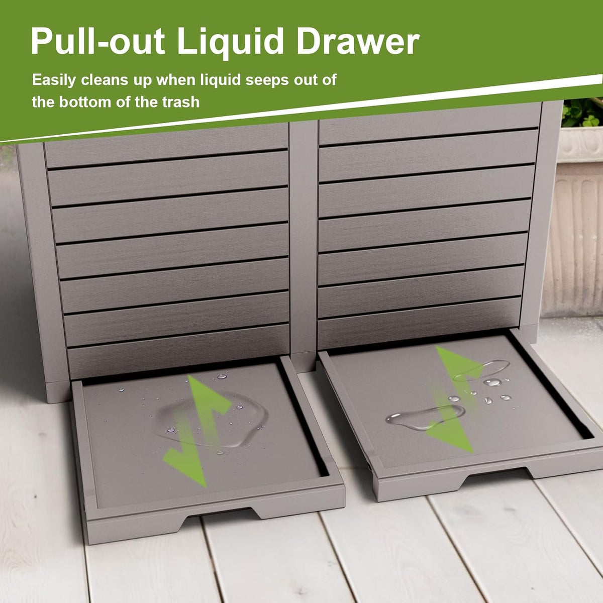 62 Gallon Outdoor Trash Can with Tiered Lid and Drip Tray,Waterproof Resin Waste Bin
